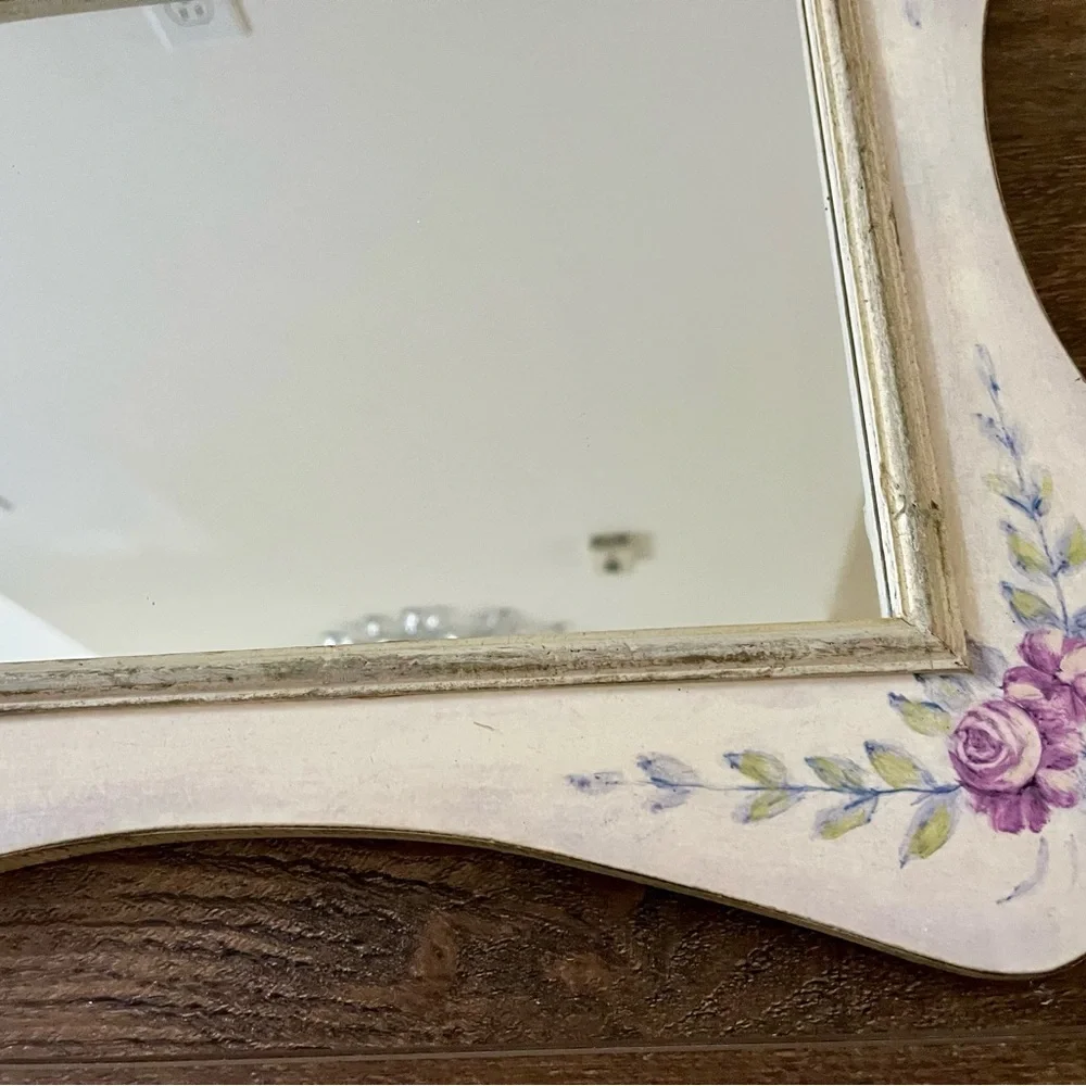 Floral Cream and Purple Wall Mirror